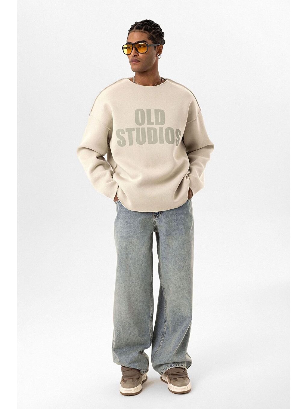 Dikiş Detaylı Overıze Sweatshirt Buz Grisi-7