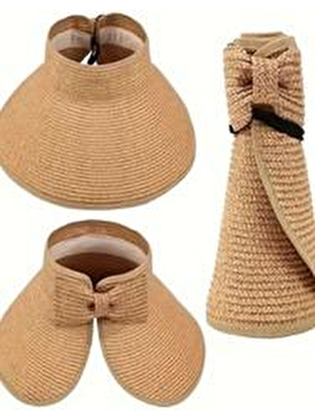 Kahverengi Camel Hasır Vizör Şapka 14624-1