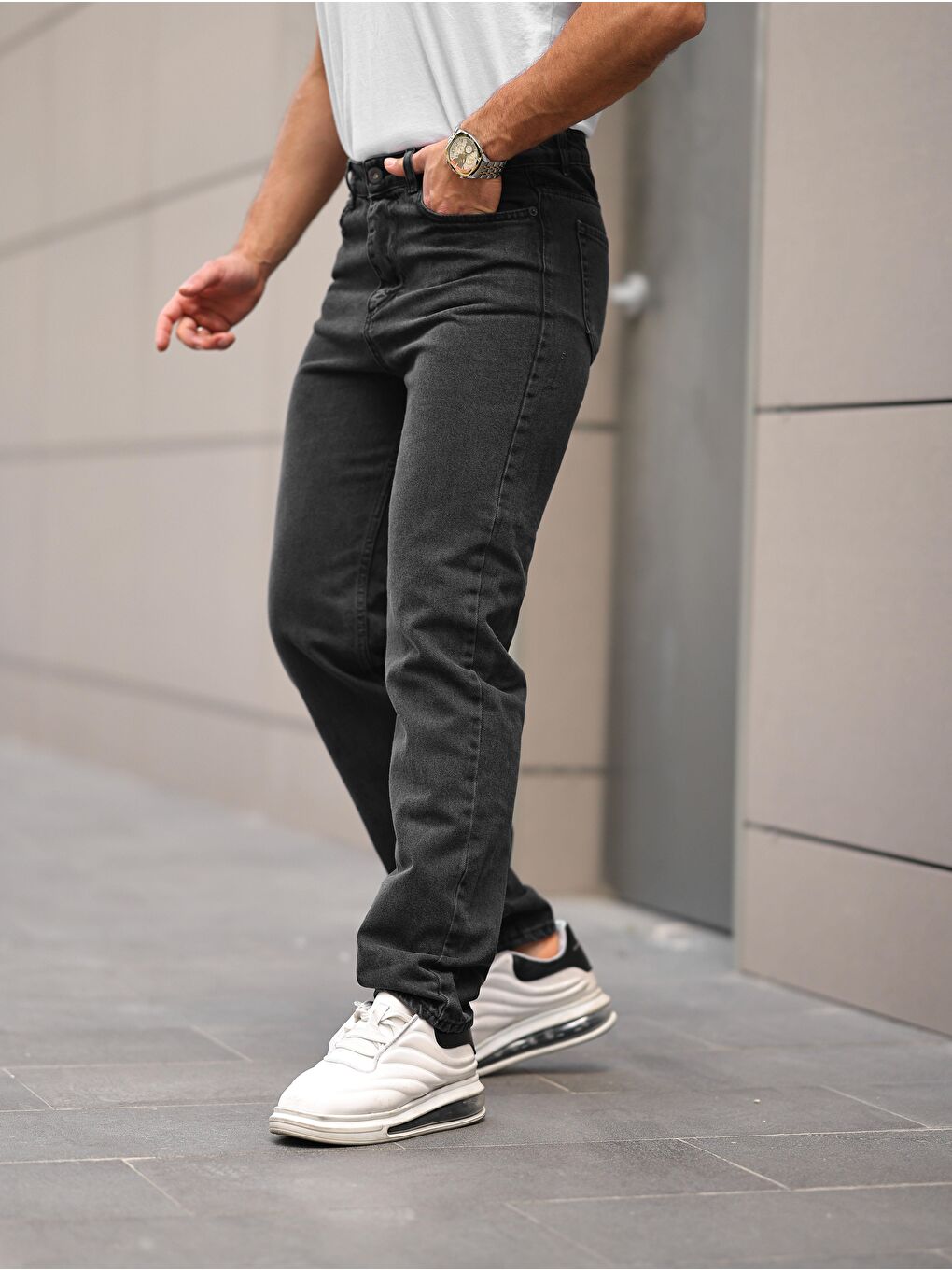 Gri Erkek BAGGY Salaş Bol ve Rahat Kalıp Jeans Pantolon