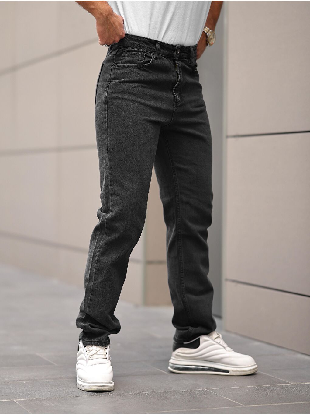 Gri Erkek BAGGY Salaş Bol ve Rahat Kalıp Jeans Pantolon-1