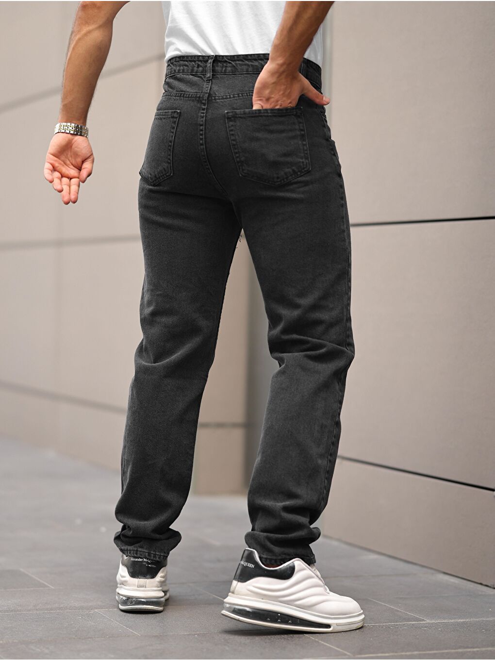 Gri Erkek BAGGY Salaş Bol ve Rahat Kalıp Jeans Pantolon-2