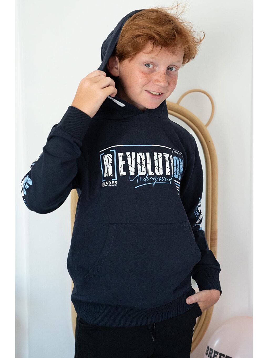 Erkek Çocuk Sweatshirt Kapüşonlu Kanguru Cepli Lacivert (9 Yaş)-2