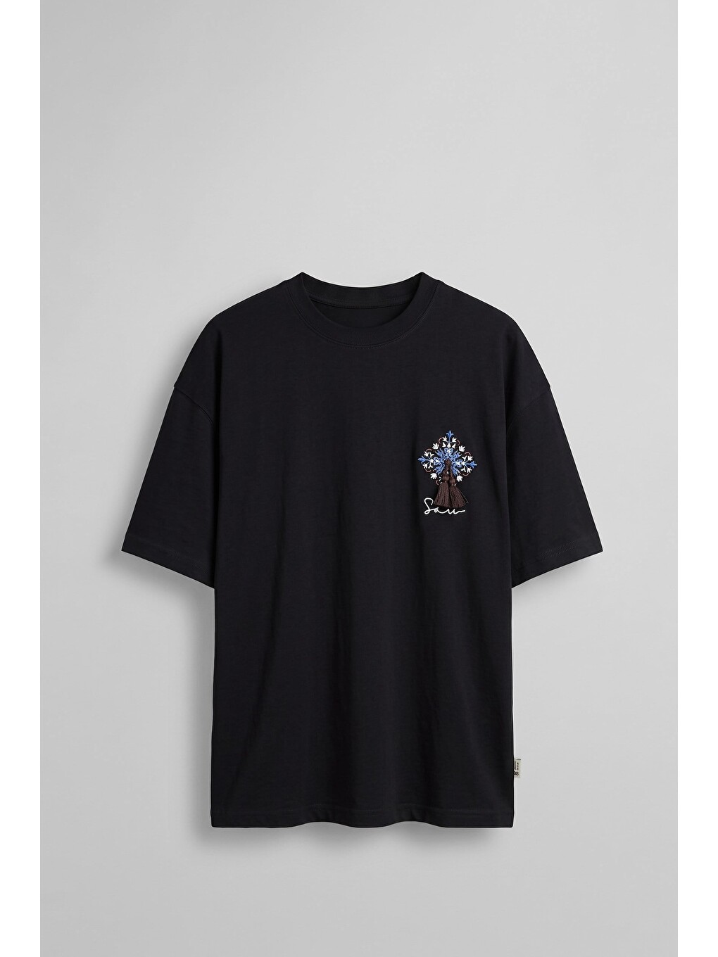 Erkek Oversize Bozkır Atı 3D Sırt Baskılı T-Shirt Siyah