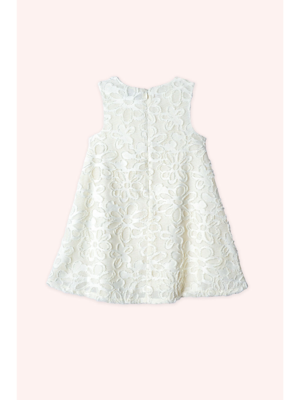 Kız Çocuk Çiçek Dokulu Parti Elbisesi Ekru-3