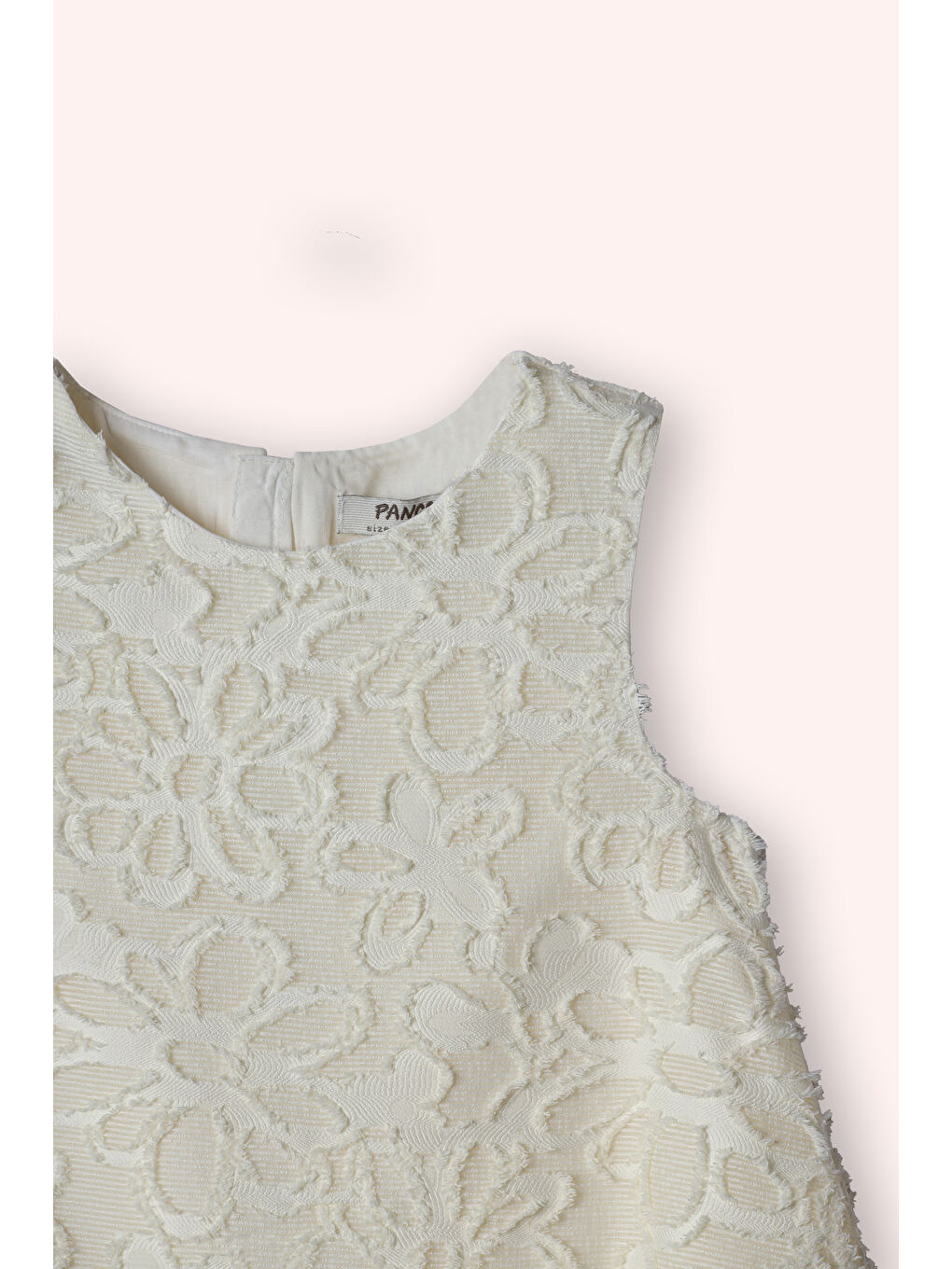 Kız Çocuk Çiçek Dokulu Parti Elbisesi Ekru-4