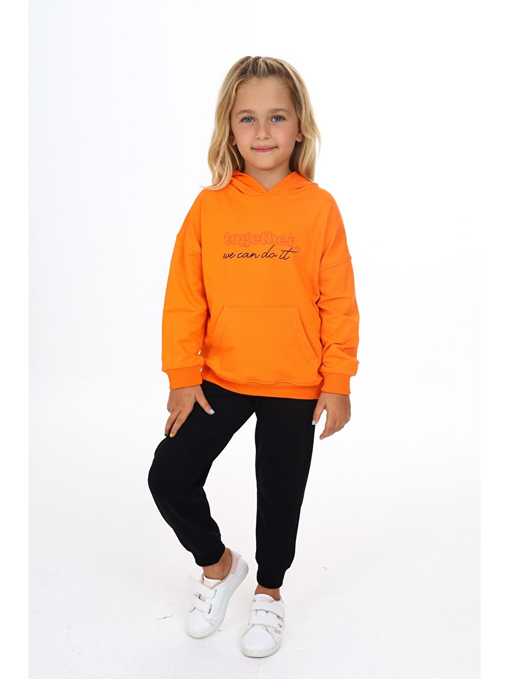 Turuncu Kız Çocuk Baskılı Eşofman Takım