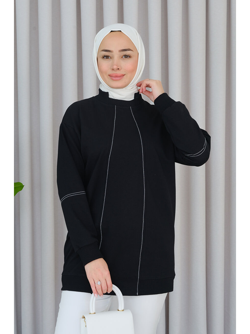 Locco Moda Siyah Süs Dikişli Tunik Siyah - 1