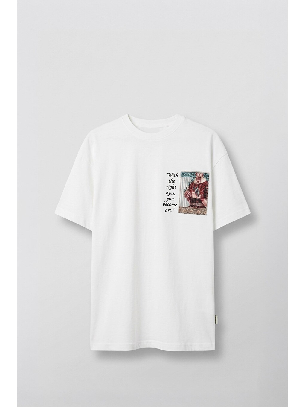 Erkek Oversize Oryantal 3D Sırt Baskılı T-Shirt Beyaz