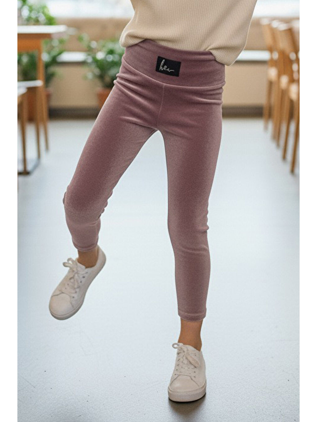 Pembe Kız Çocuk Gul Kurusu Armalı Raporlu Tayt - 27962-GUL-KURUSU-1