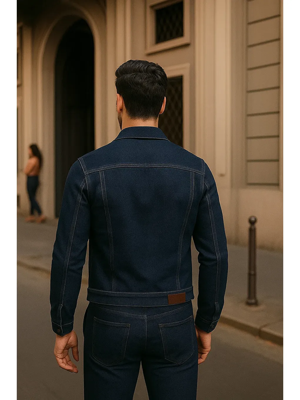 Erkek Günlük Mevsimlik Slim Fit Trend Lacivert Jean Ceket-4