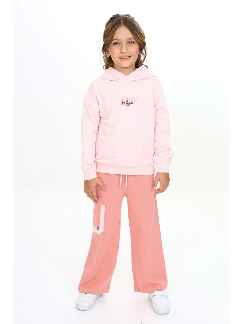 Pembe Kız Çocuk Kapüşonlu Eşofman Takım