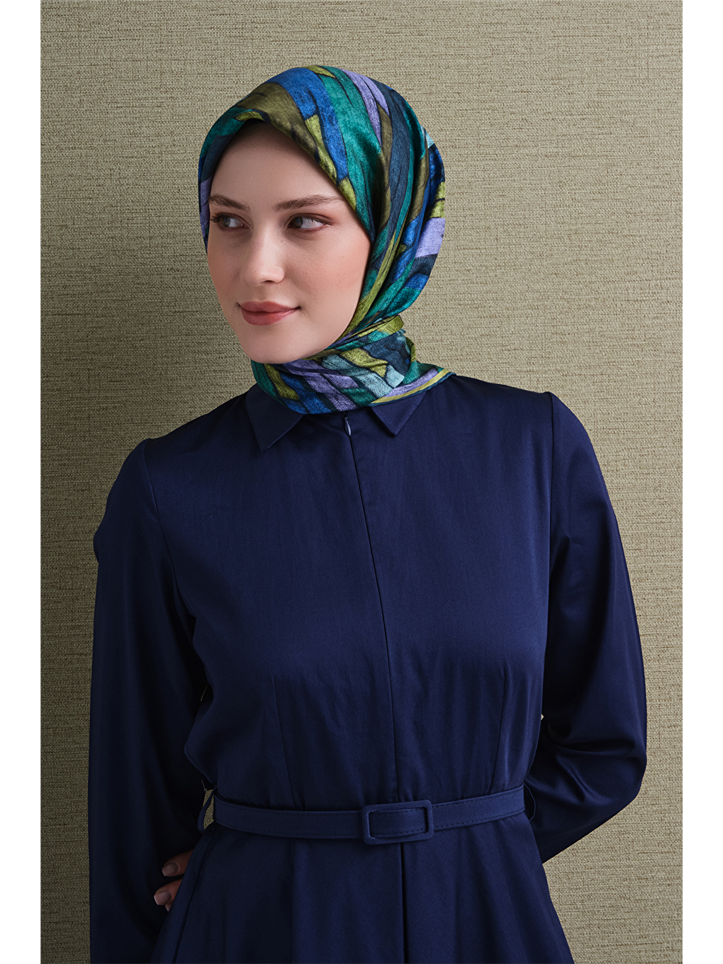 Yeşil Saf İpek Twill Eşarp 9612d 81-1