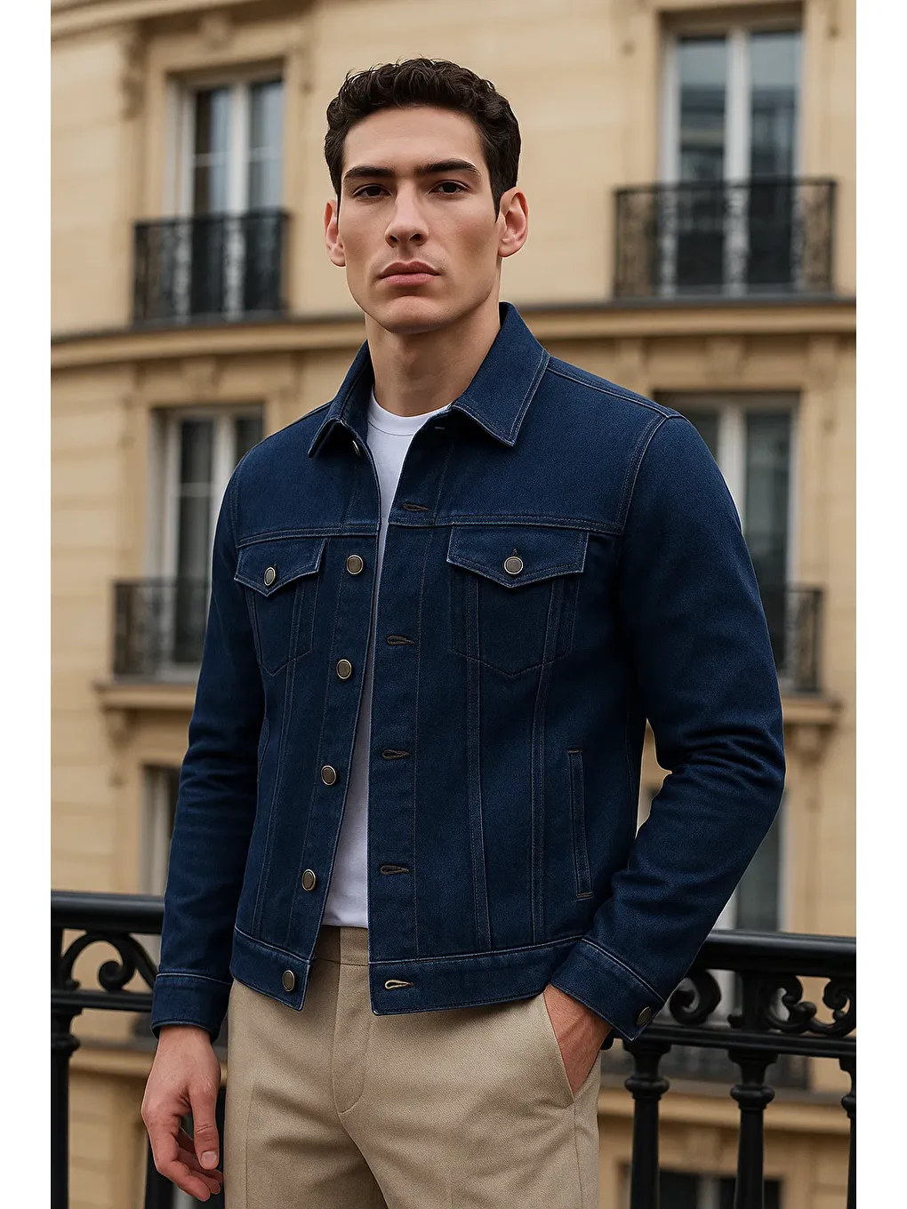 Erkek Günlük Mevsimlik Premium Trend Lacivert Jean Ceket-1