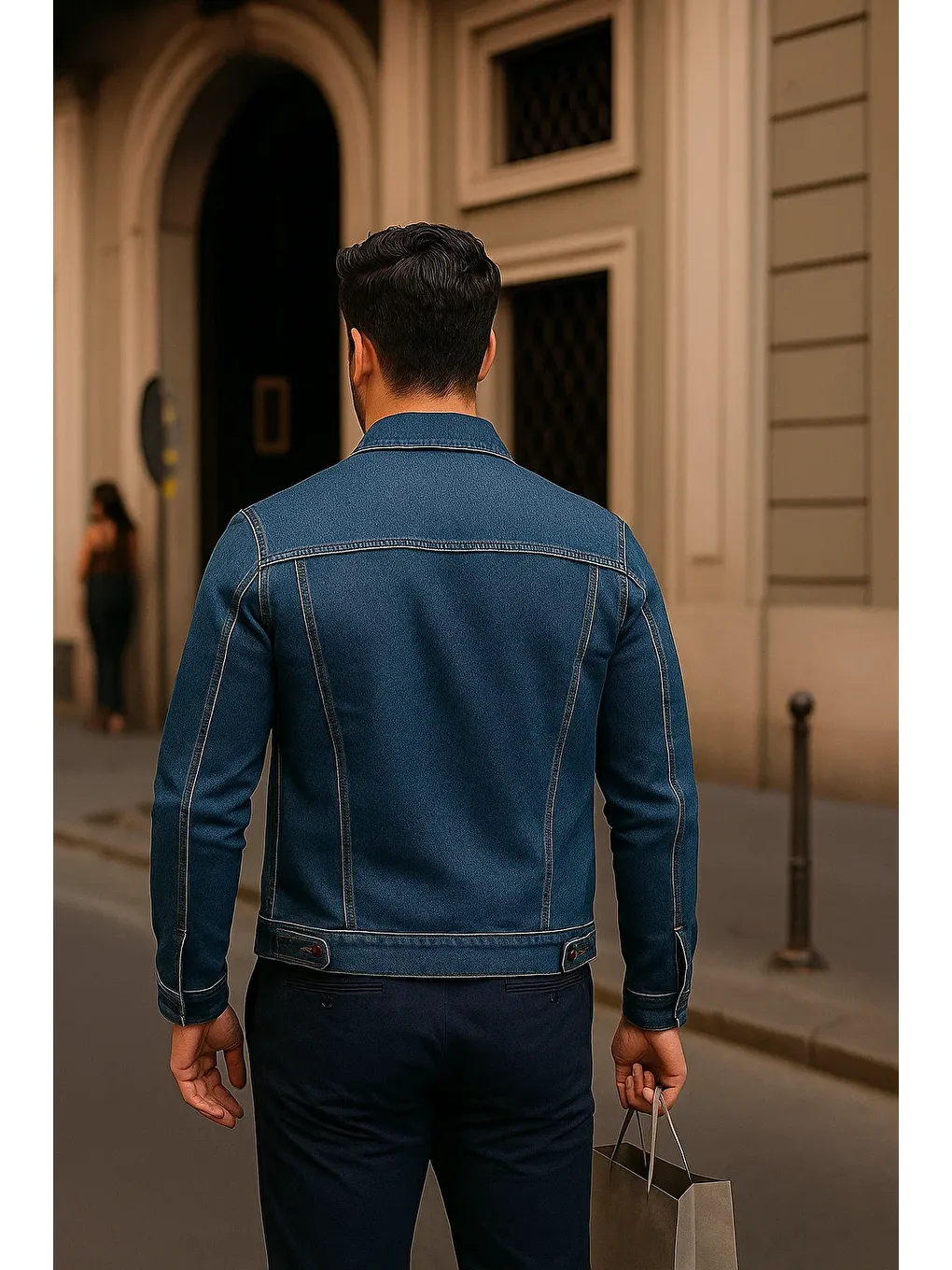 Erkek Günlük Mevsimlik Slim Fit Trend K.Mavi Jean Ceket-4