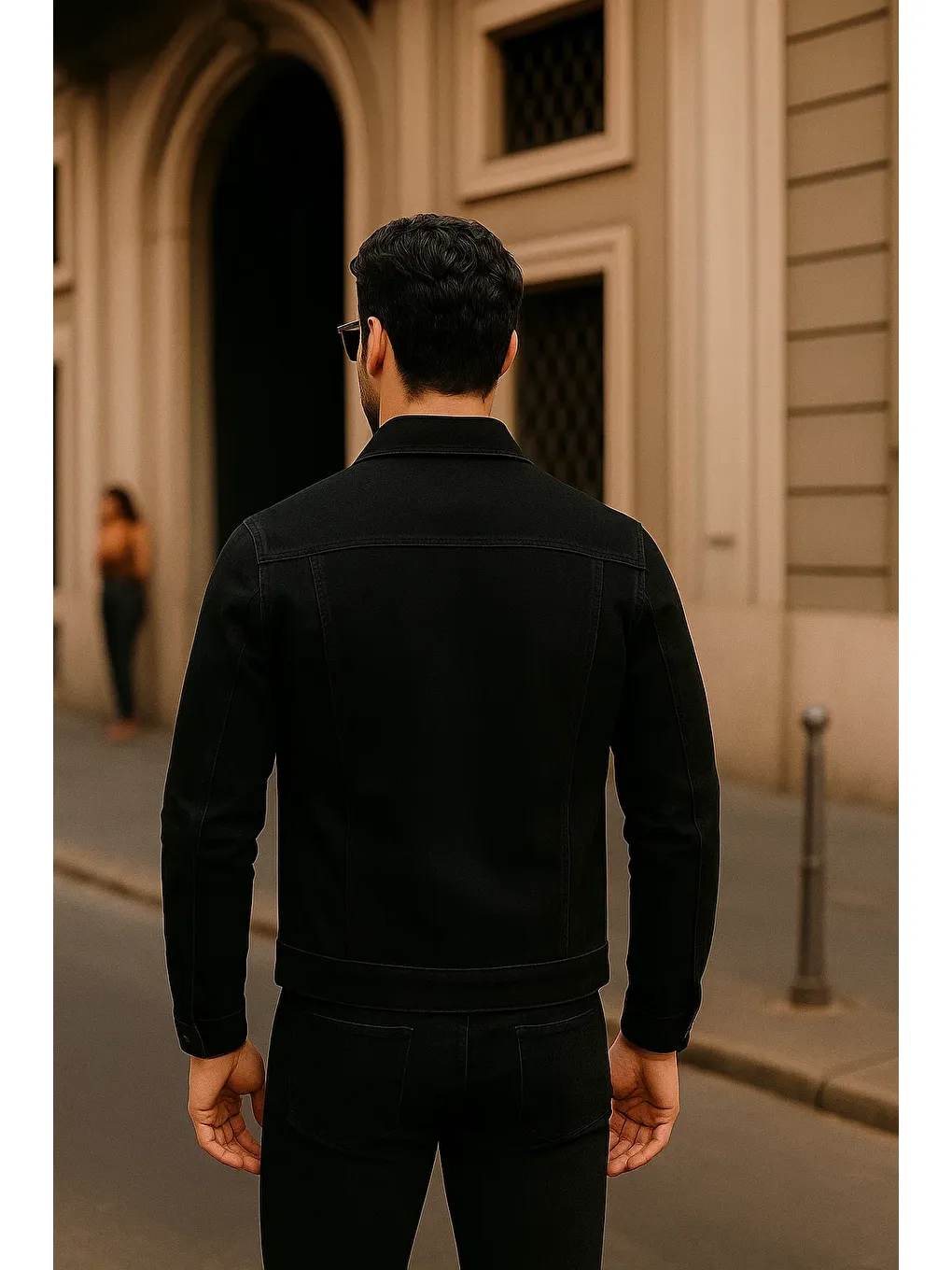 Erkek Günlük Mevsimlik Slim Fit Trend Siyah Jean Ceket-4