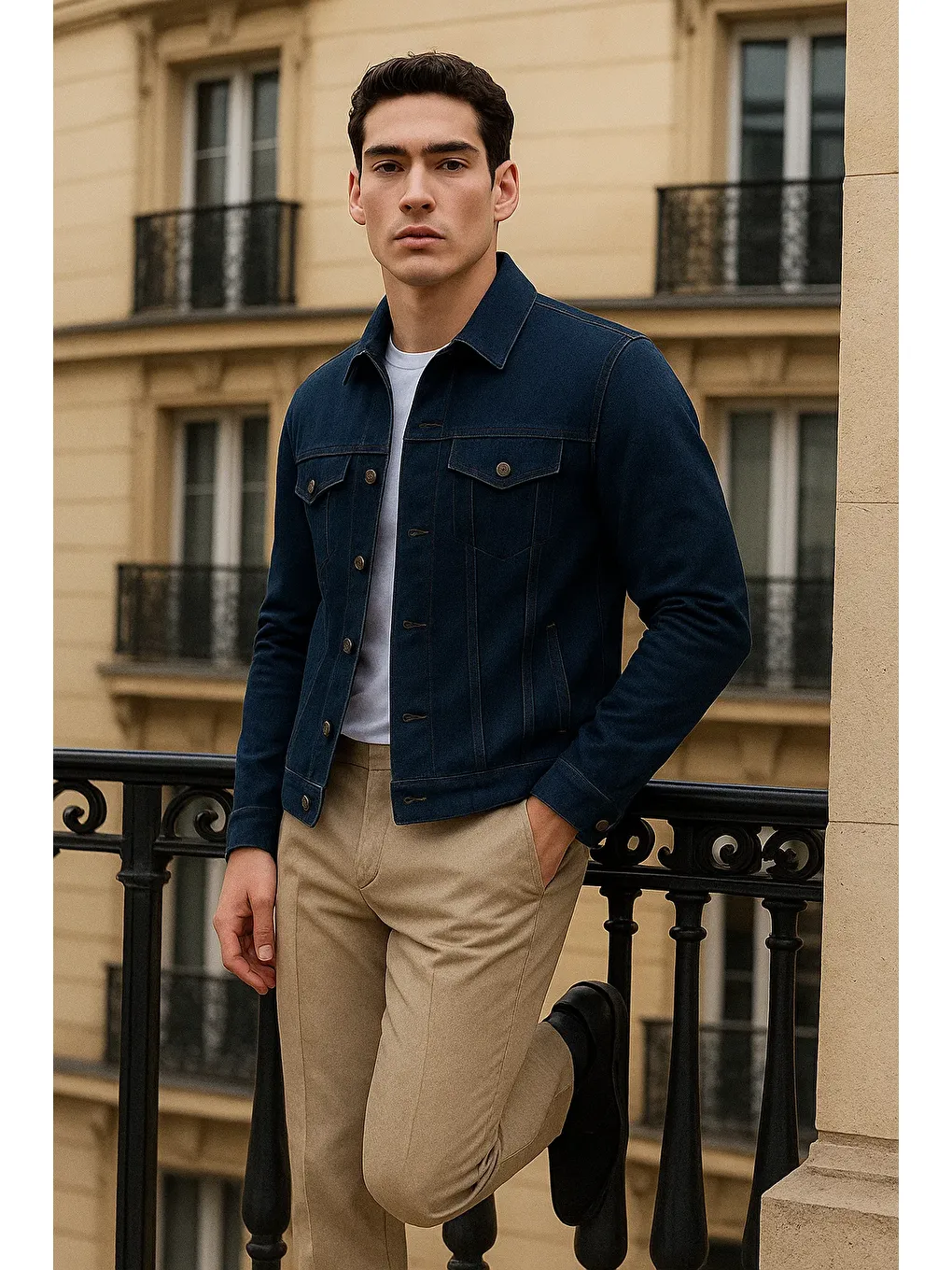 Erkek Günlük Mevsimlik Premium Trend Lacivert Jean Ceket-2