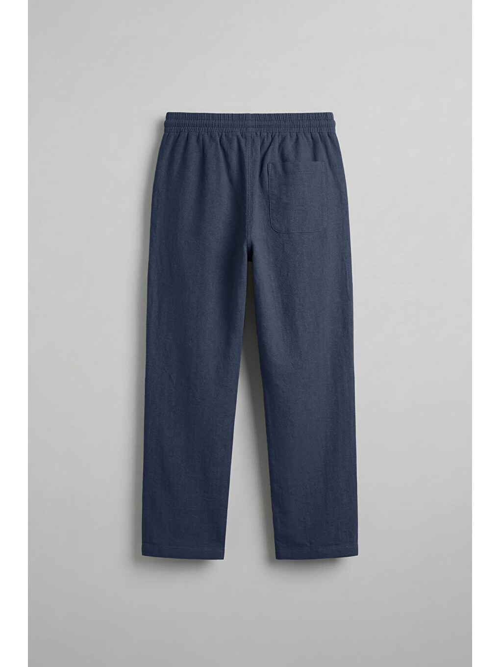 Erkek Baggy Fit Halat Kordonlu Keten Görünümlü Pantolon Lacivert-1