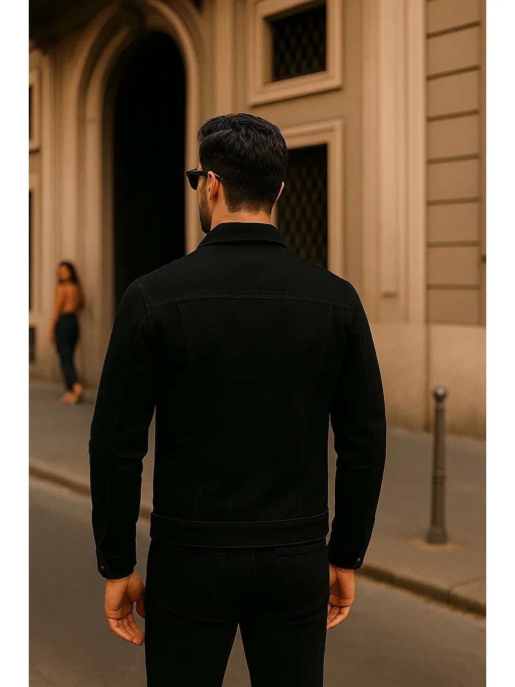 Erkek Günlük Mevsimlik Slim Fit Trend Siyah Jean Ceket-5