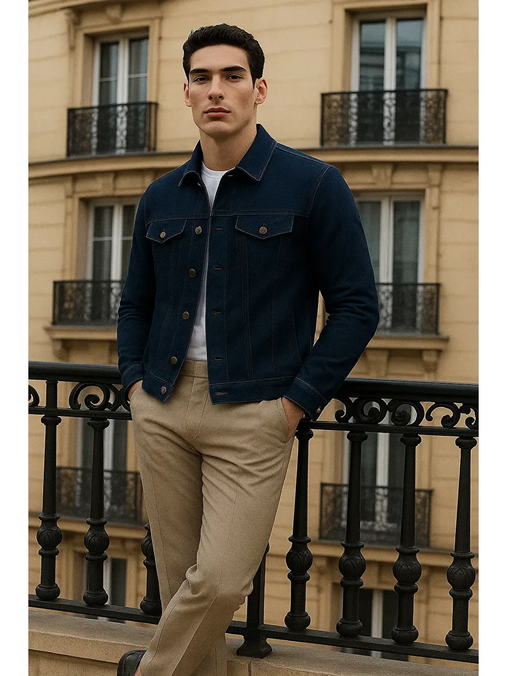 Erkek Günlük Mevsimlik Premium Trend Lacivert Jean Ceket-3