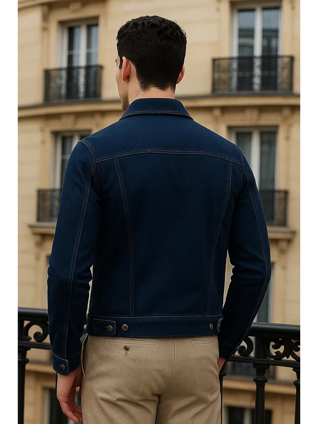 Erkek Günlük Mevsimlik Premium Trend Lacivert Jean Ceket-4