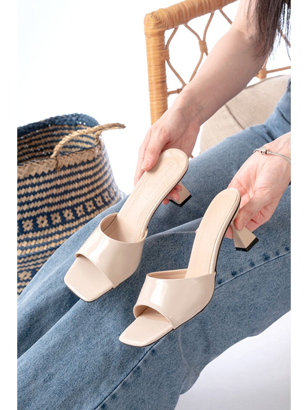 Kadın Lena Bej Rugan Terlik-2