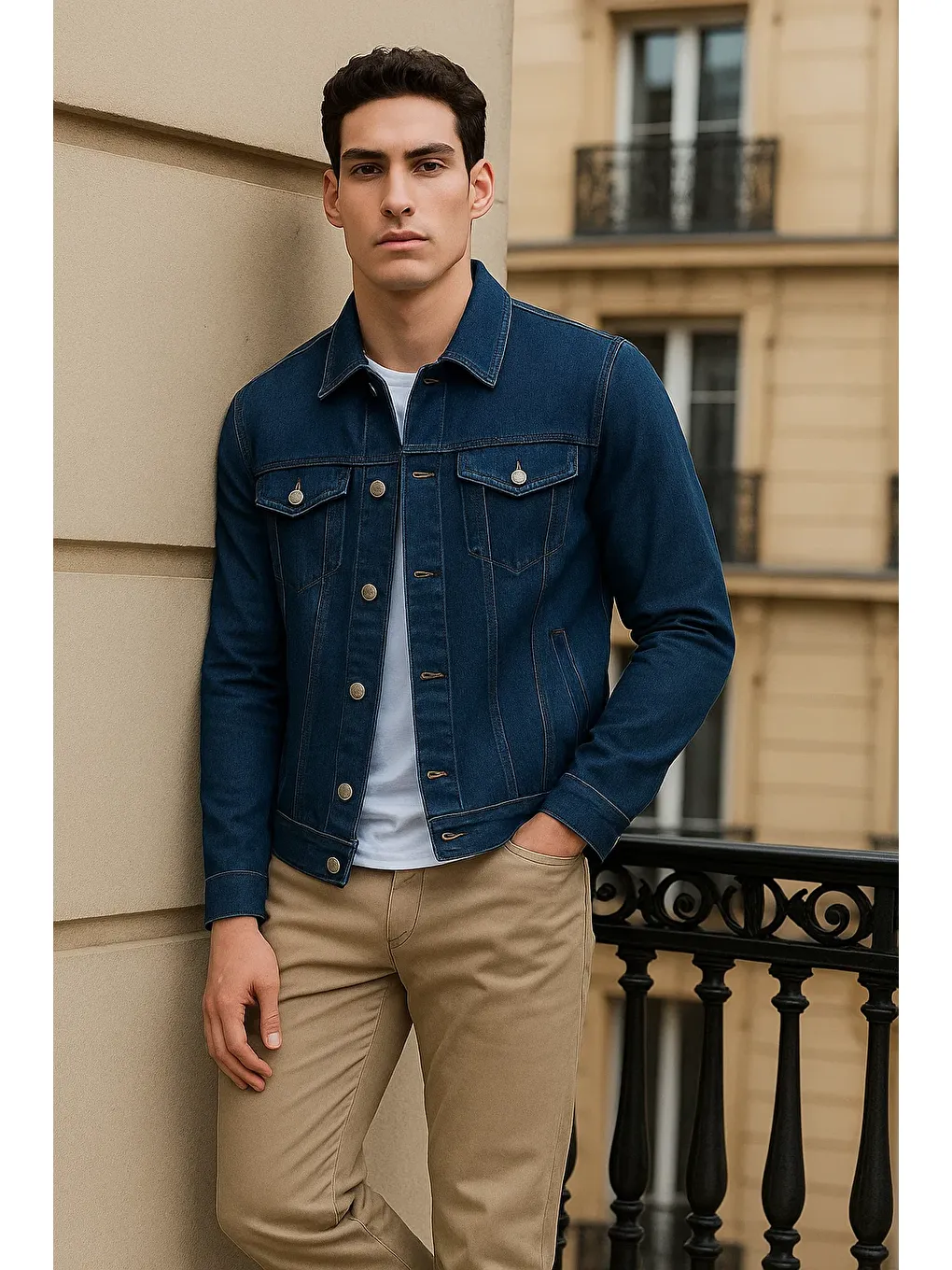 Erkek Günlük Mevsimlik Premium Trend K.Mavi Jean Ceket-3