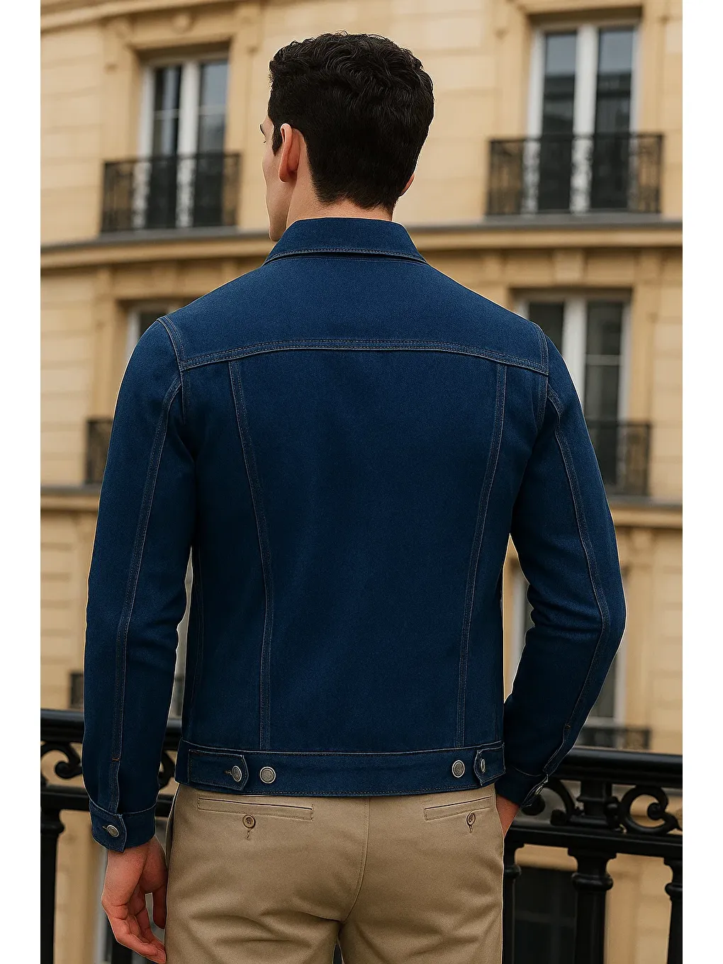 Erkek Günlük Mevsimlik Premium Trend K.Mavi Jean Ceket-4