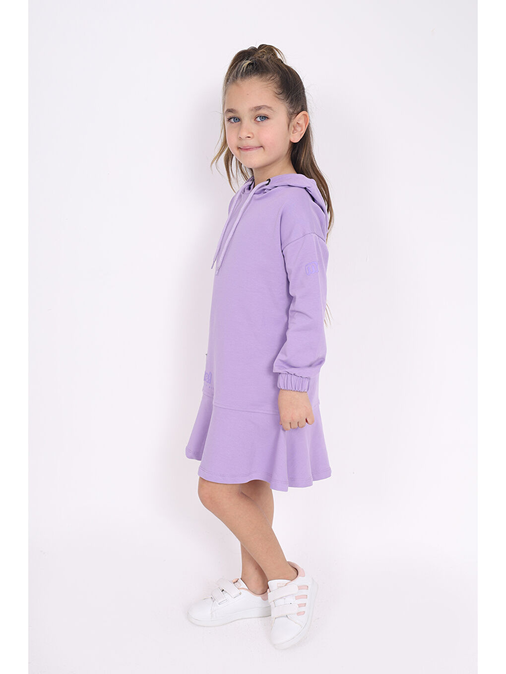 Toontoykids Lila Kız Çocuk Baskılı Elbise - 1