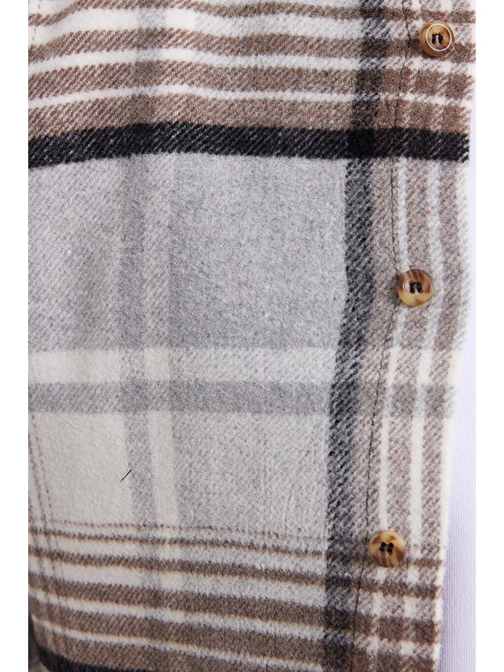 Gri Erkek Slim Fit Dar Kesim Kareli Kışlık Oduncu Gömlek-3