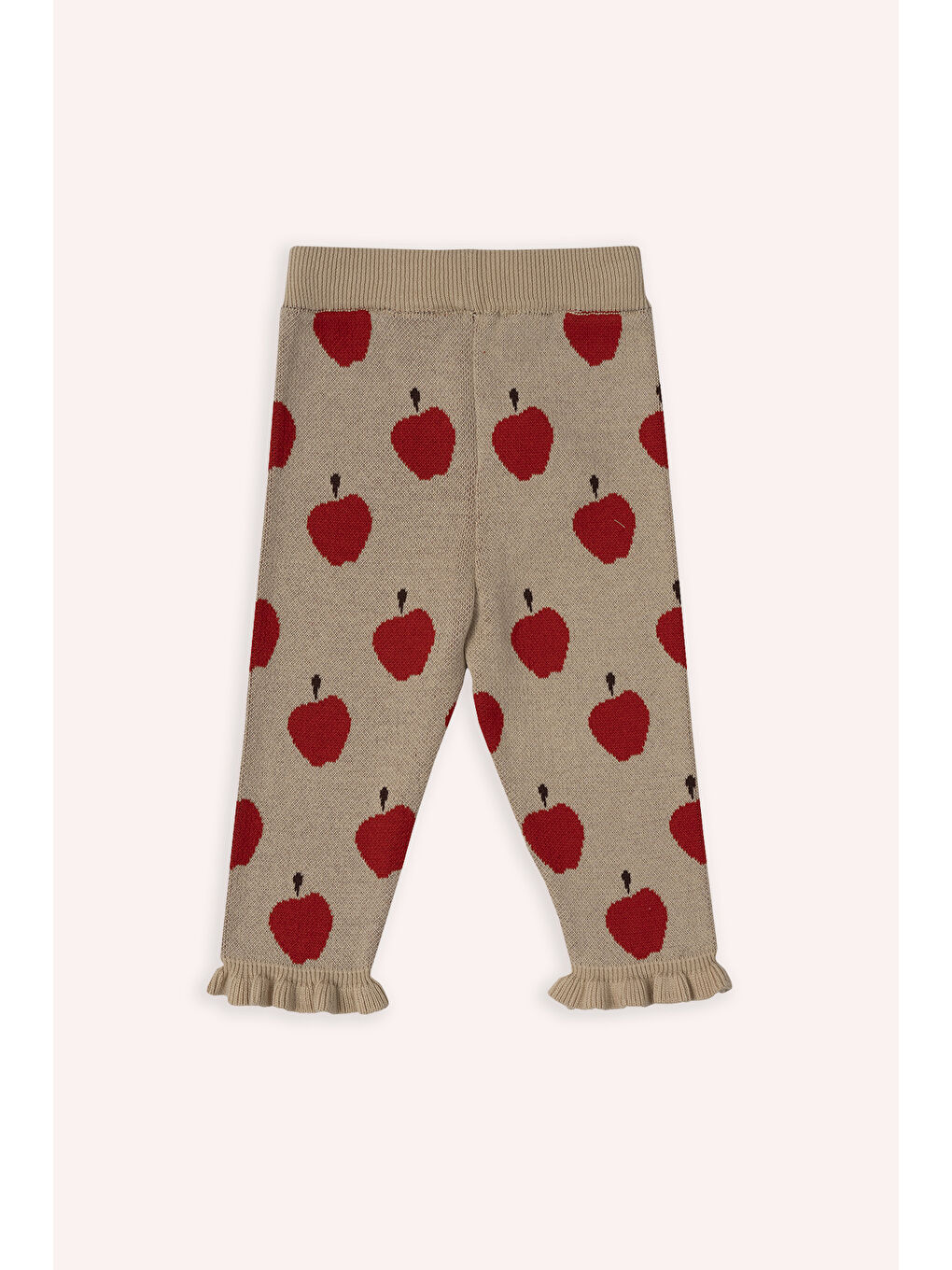 Bej Kız Çocuk Elma Desenli 2'li Triko Takım-3