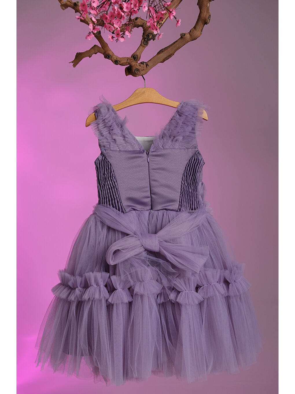 Mor Gül Detaylı Kız Çocuk Abiye ABY.30003-3