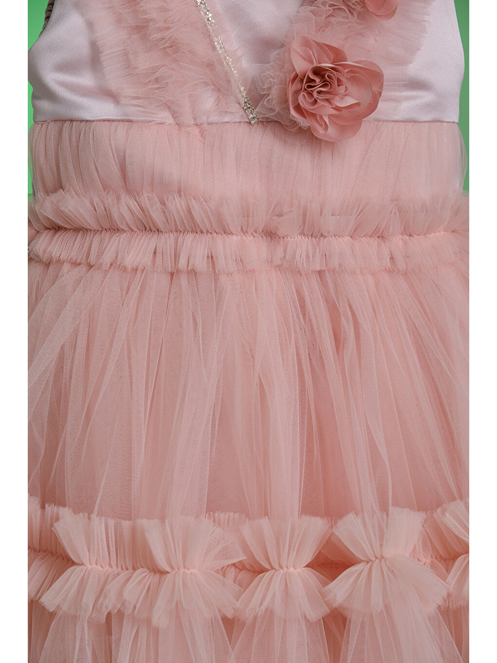 Pembe Gül Detaylı Kız Çocuk Abiye ABY.30003-3