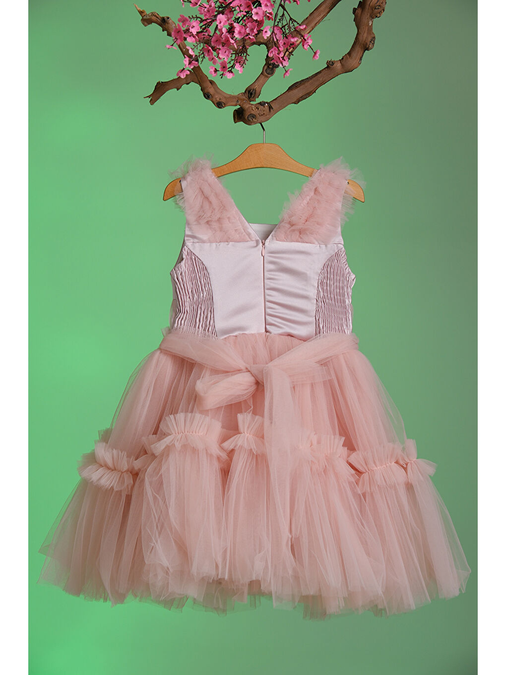 Pembe Gül Detaylı Kız Çocuk Abiye ABY.30003-4