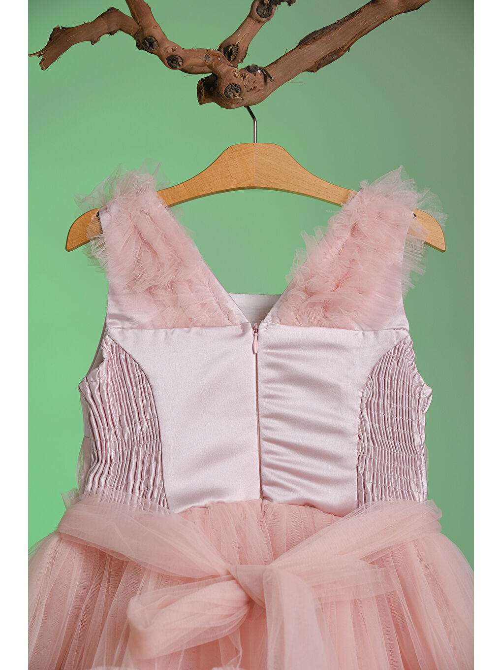 Pembe Gül Detaylı Kız Çocuk Abiye ABY.30003-5