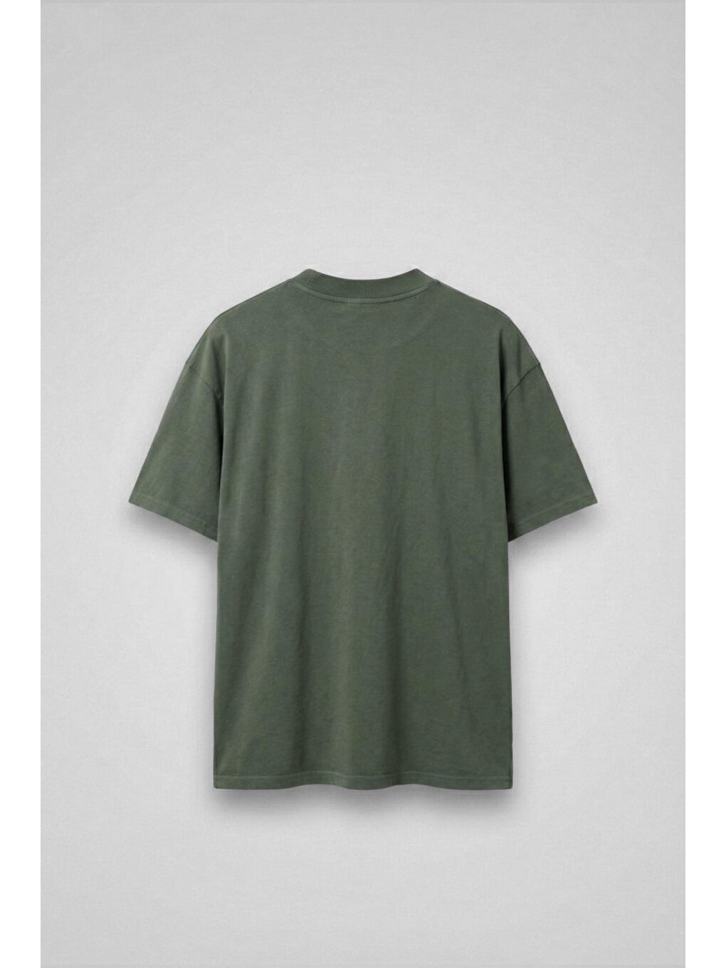 Erkek Baskılı Yıkamalı Premium Oversize T-Shirt Haki-1
