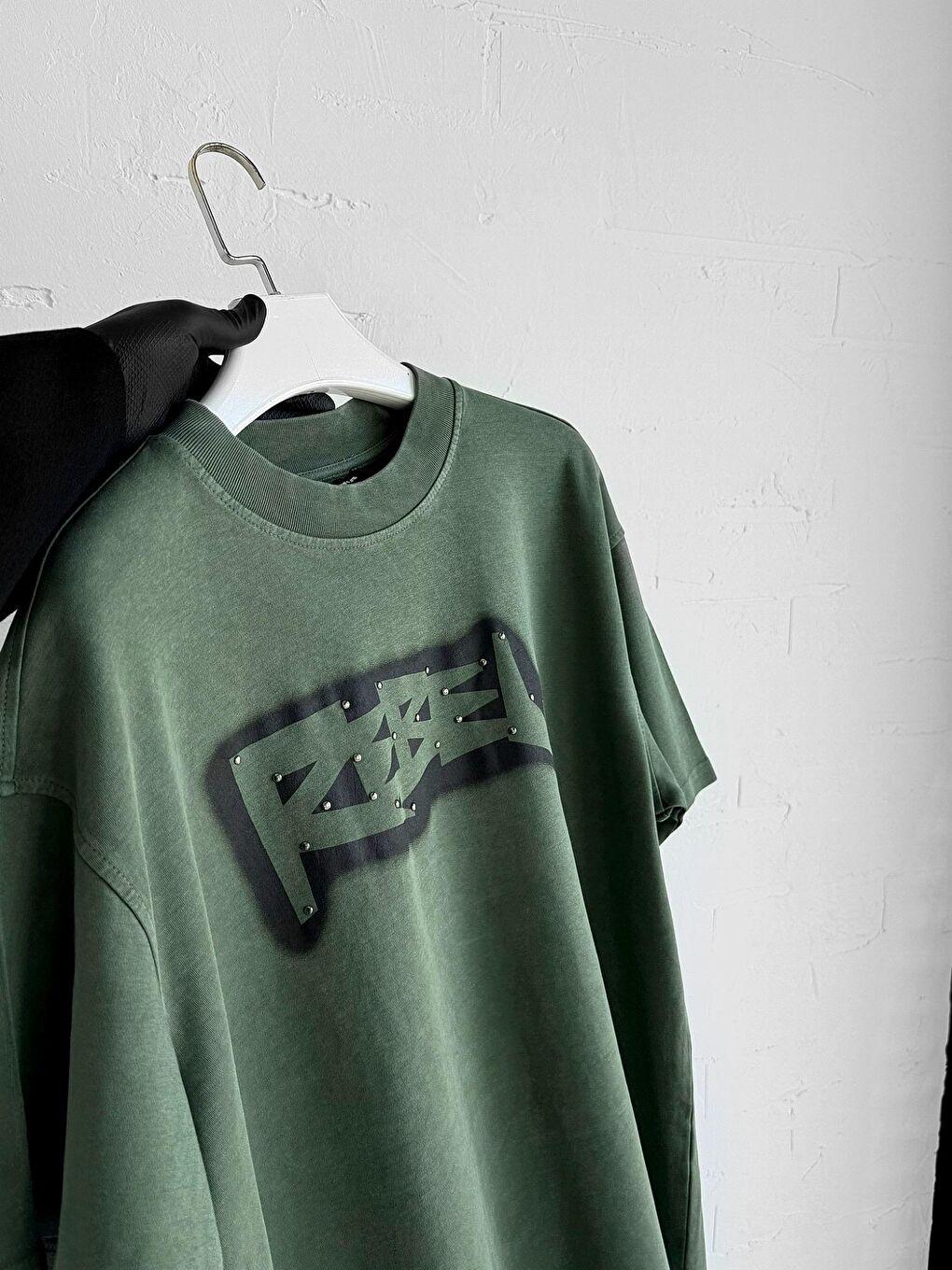 Erkek Baskılı Yıkamalı Premium Oversize T-Shirt Haki-3