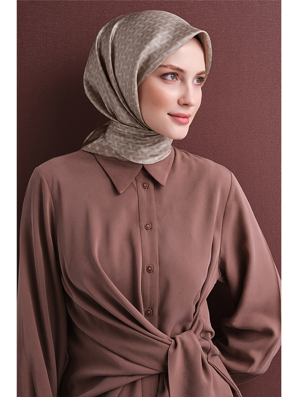 Bej Saf İpek Twill Eşarp 9622d 01-2