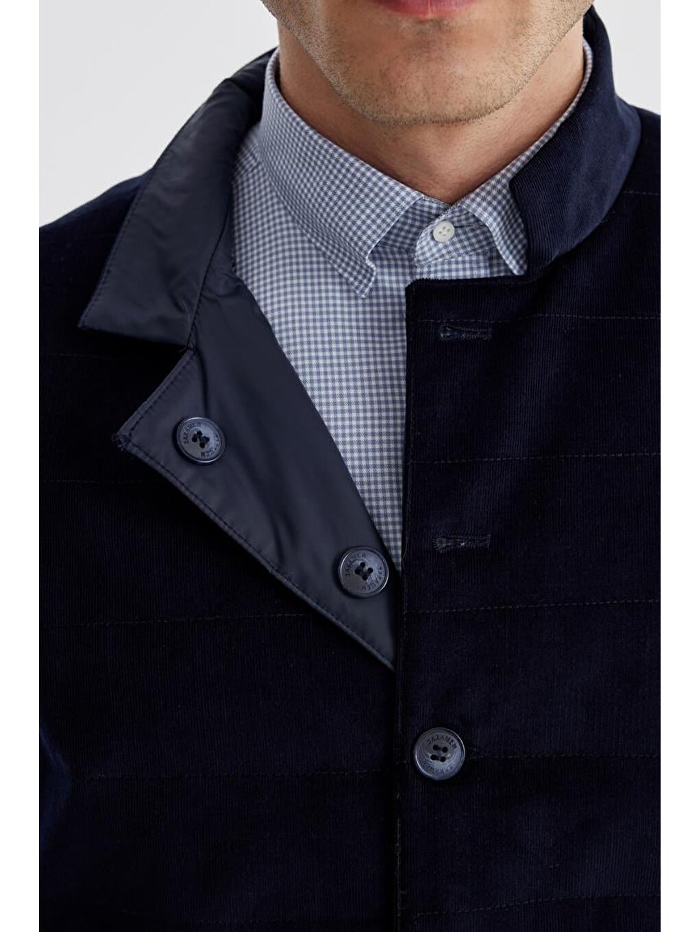 Lacivert Hakim Yaka Çift Taraflı Slim Fit Yelek-2