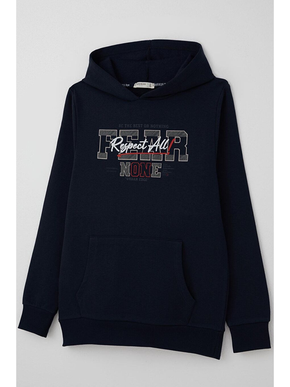 Erkek Çocuk Sweatshirt Kapüşonlu Yazı Baskılı Kanguru Cepli Lacivert (9-14 Yaş)-2