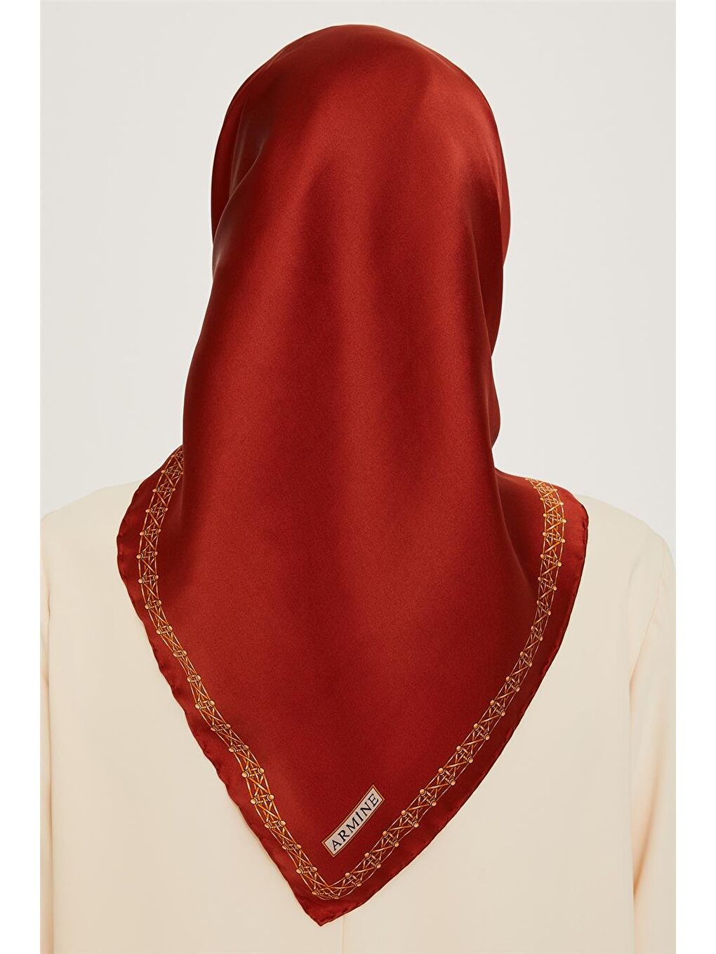 Kahverengi Klasik Desenli Twill Saf İpek Eşarp 9260D 83-3