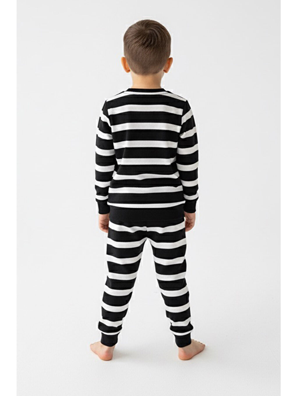 Kız Çocuk Siyah Çizgili Nakışlı İki İplik İkili Takım - 27977-SIYAH-1