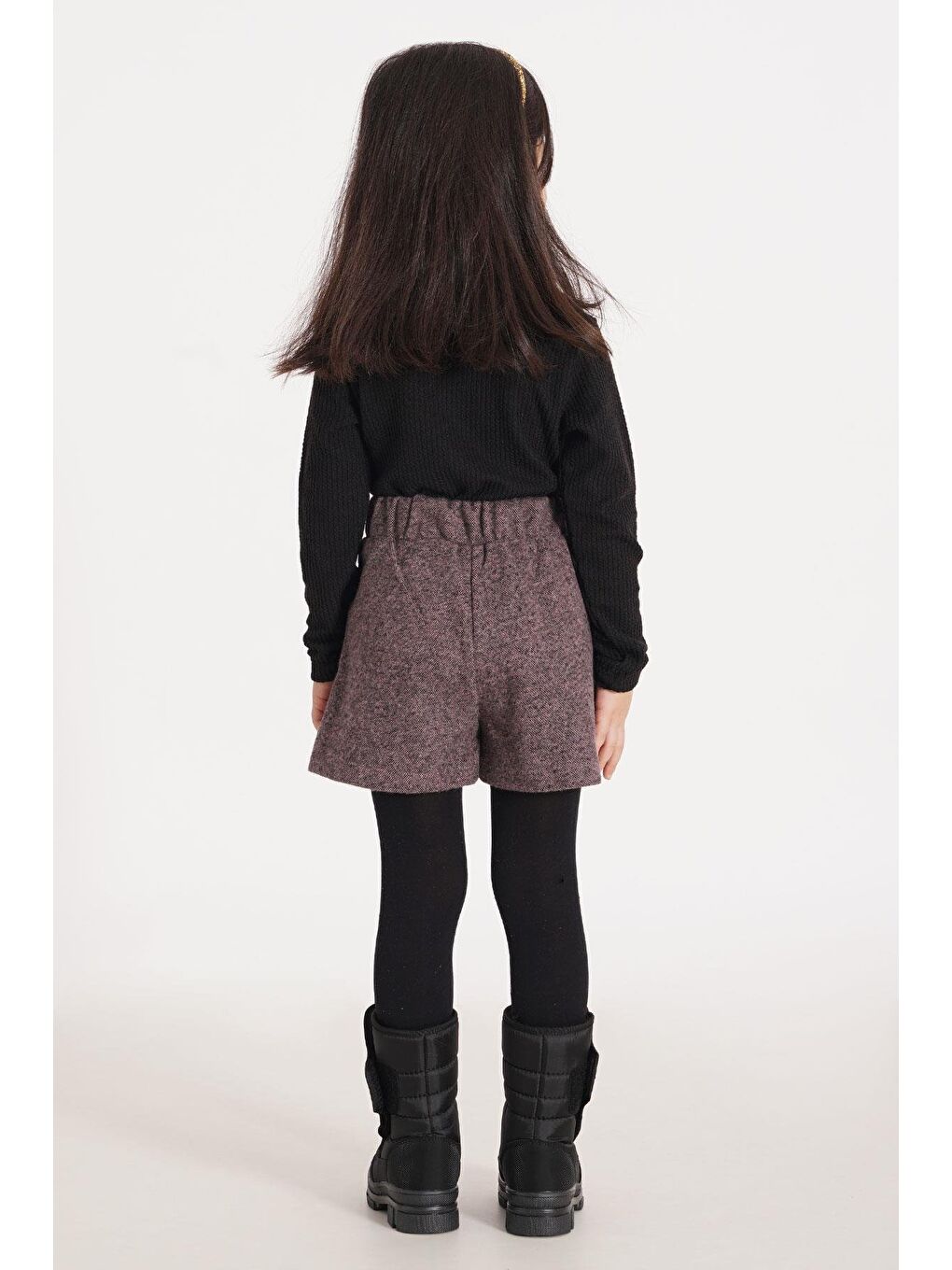 Fiyonk Detaylı Pembe Renk Kız Çocuk Etekli Takım-6