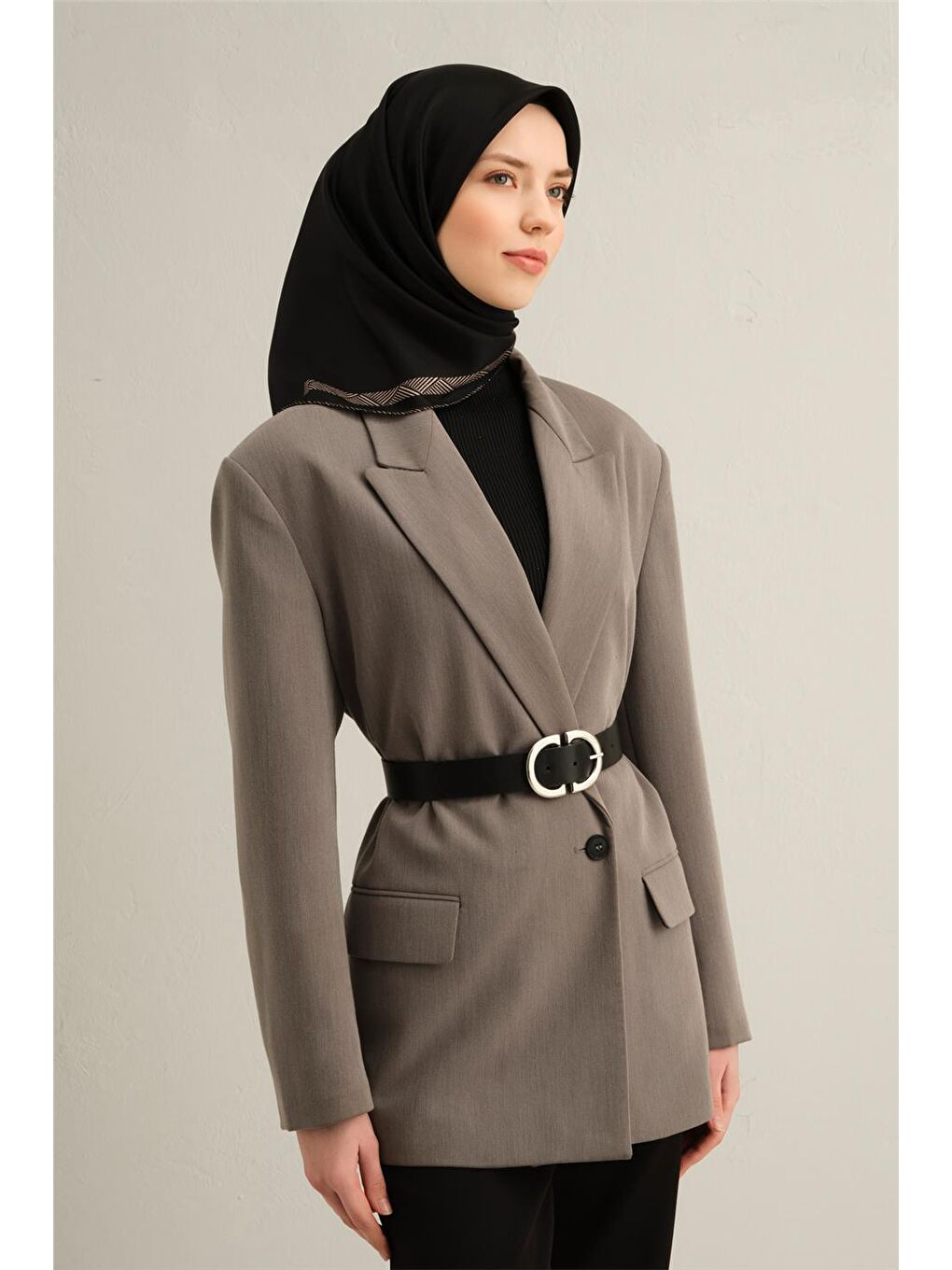 Siyah Klasik Desenli Saf İpek Twill Eşarp 9357 85-1