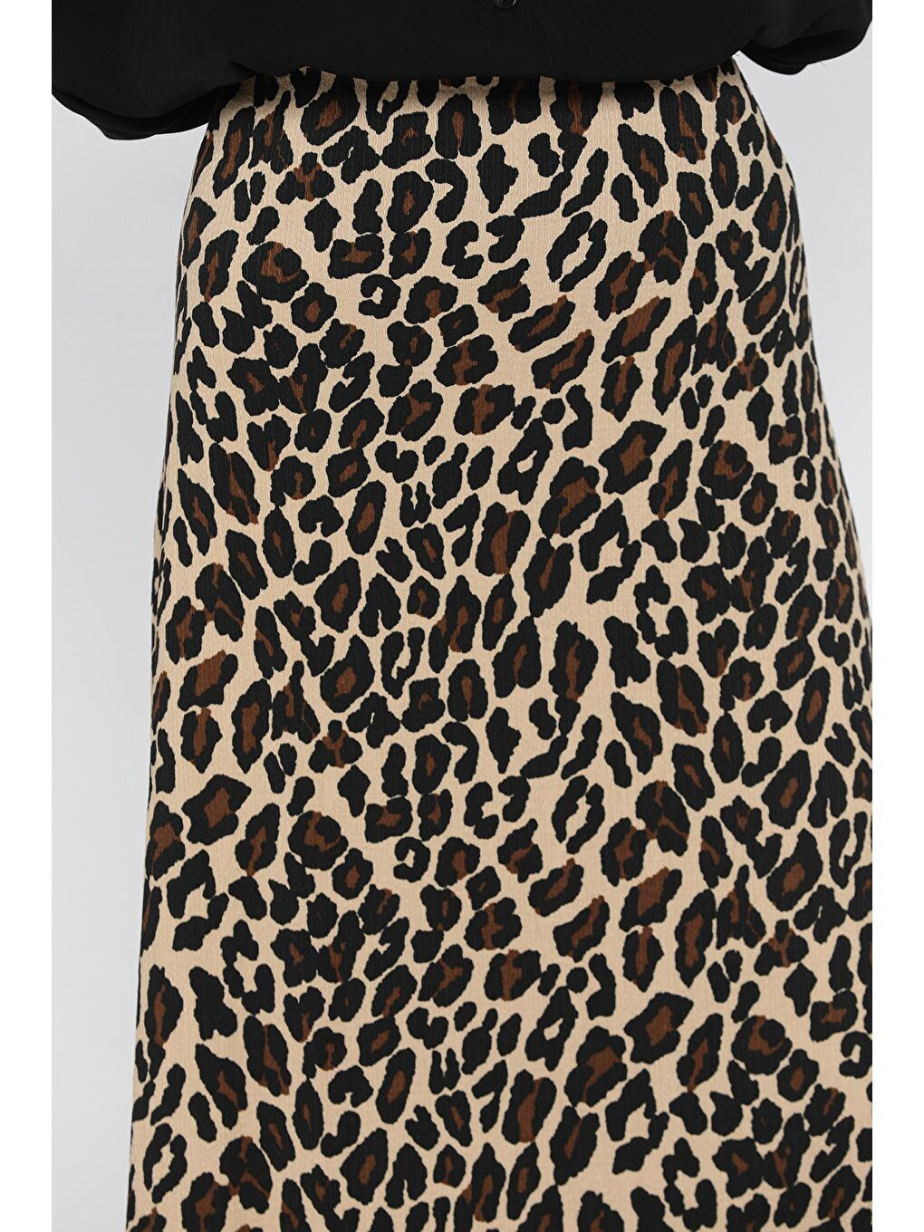 Bej Kadın Leopar Desenli Tesettür Bürümcük Kiloş Etek-7