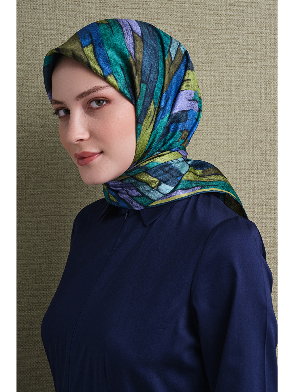 Yeşil Saf İpek Twill Eşarp 9612d 81-2