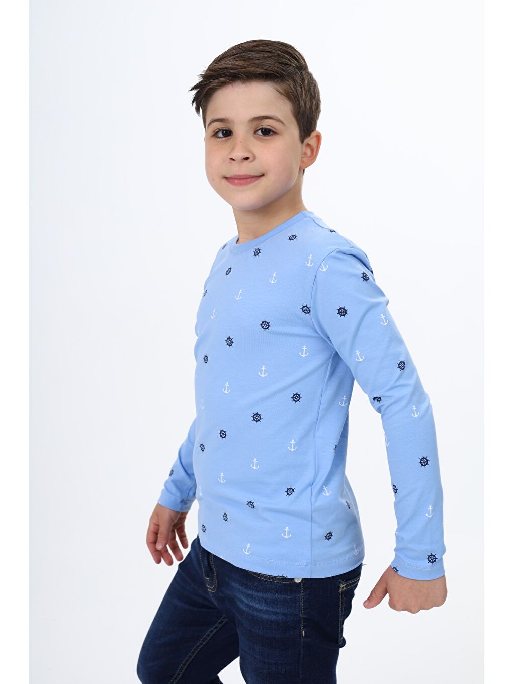 Mavi Erkek Çocuk Baskılı Tişört-1
