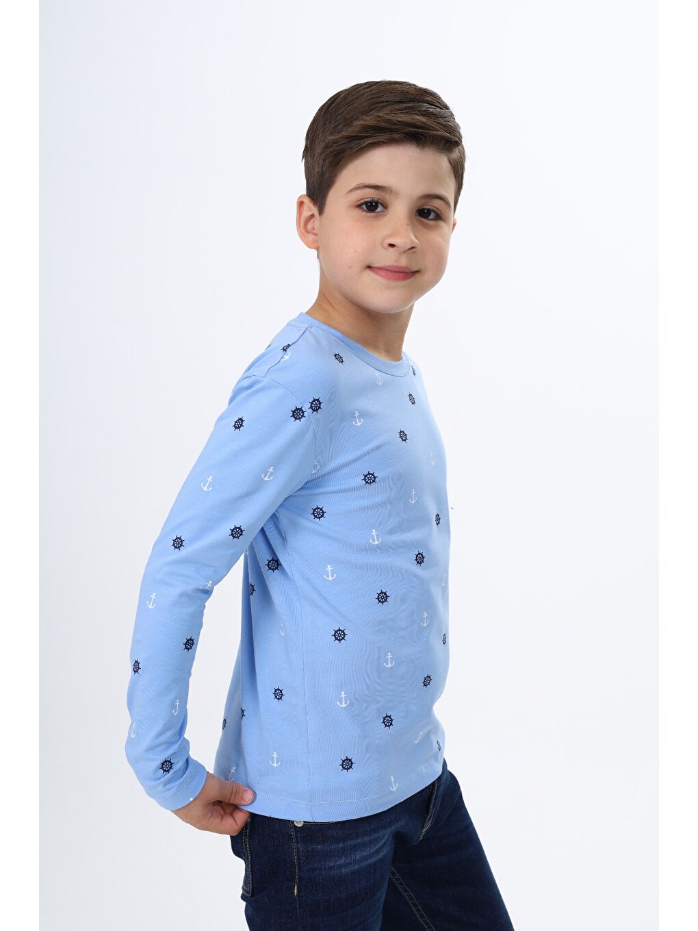 Mavi Erkek Çocuk Baskılı Tişört-2