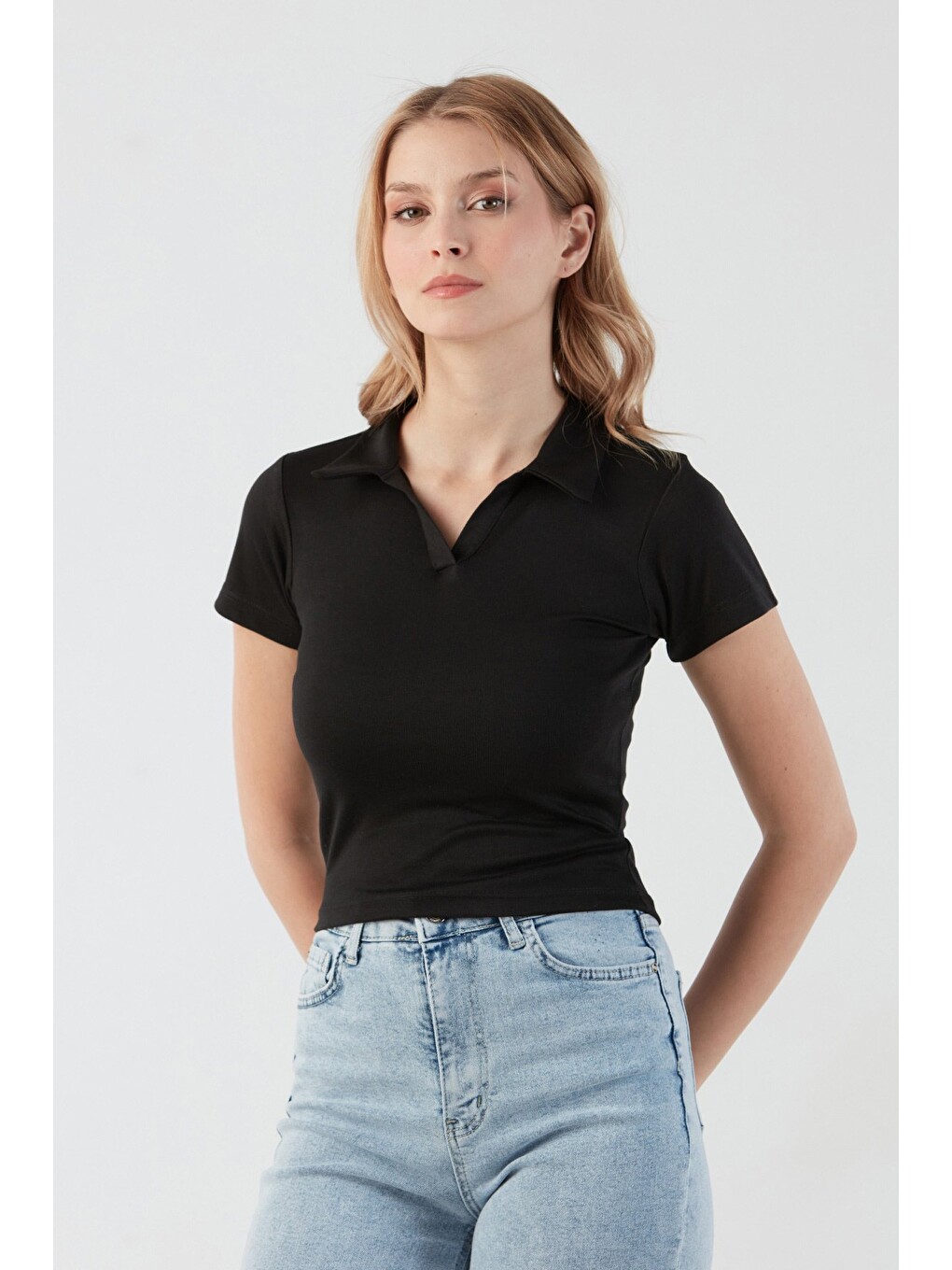Siyah Basic Polo Yaka Tişört