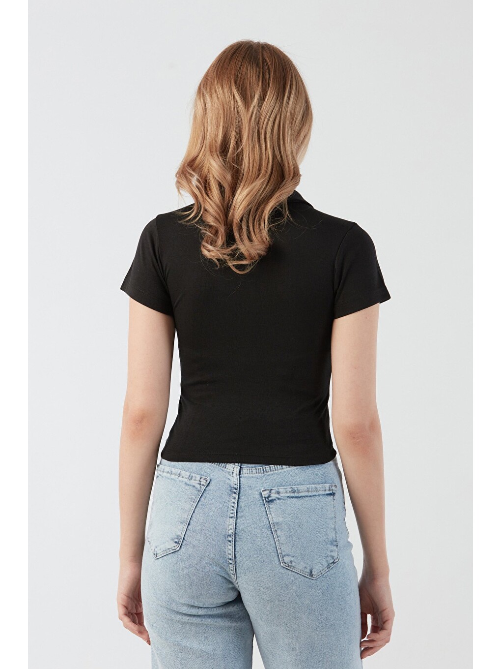 Siyah Basic Polo Yaka Tişört-1