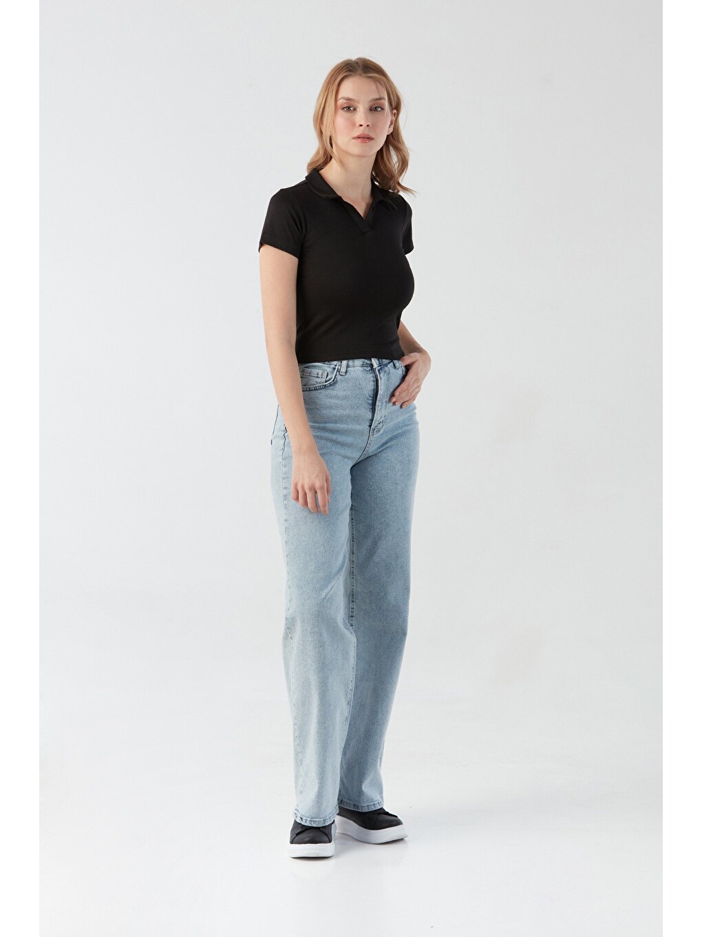 Siyah Basic Polo Yaka Tişört-2